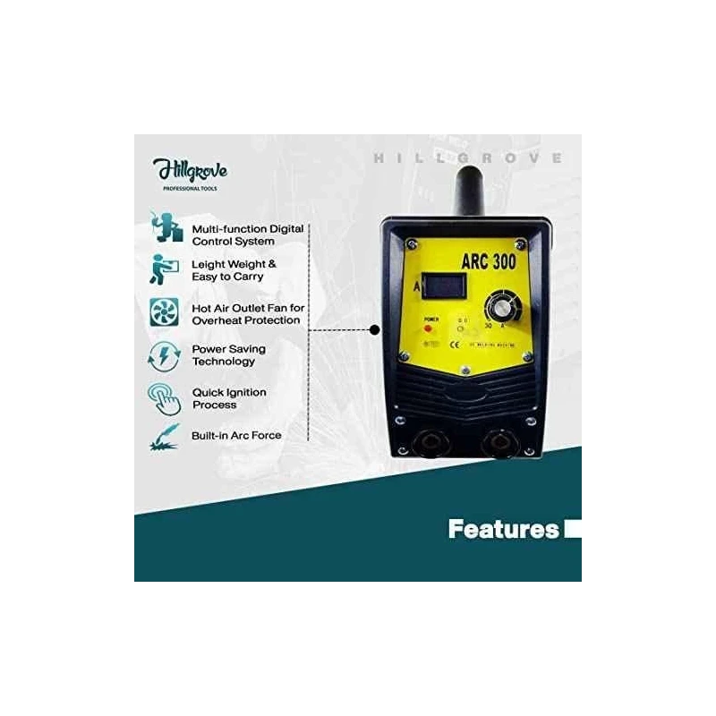 Hillgrove ARC300 300A IGBT MMA Inverter Welding Machine with Holder & Earth Clamp HGCM970 image-2