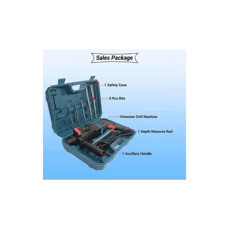 Hillgrove HG0083 1200W 26mm Rotary Hammer Drill Machine with 4 Bits image-5