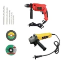 Hillgrove HGCM342M1 Tool Combo with 850W Angle Grinder 700W Drill Machine 2 Grinding Wheels & 5 Masonry Drill Bits image-3