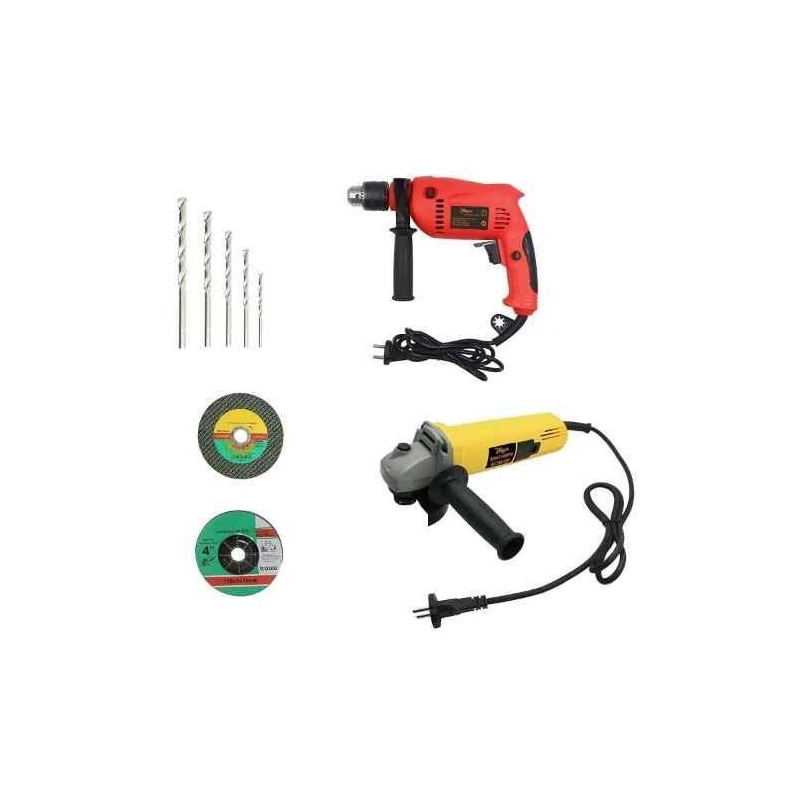 Hillgrove HGCM342M1 Tool Combo with 850W Angle Grinder 700W Drill Machine 2 Grinding Wheels & 5 Masonry Drill Bits image-3