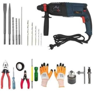 Hillgrove HGCM28M1 1200W 26mm Hammer Drill Machine with Hand Tool Kits Set image-1
