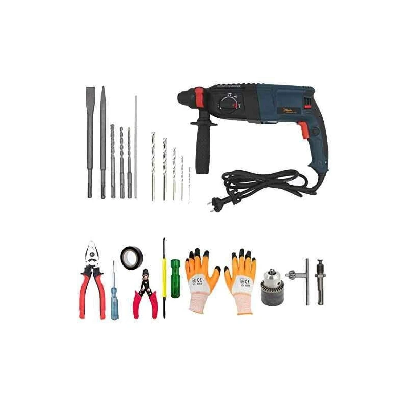 Hillgrove HGCM28M1 1200W 26mm Hammer Drill Machine with Hand Tool Kits Set image-1