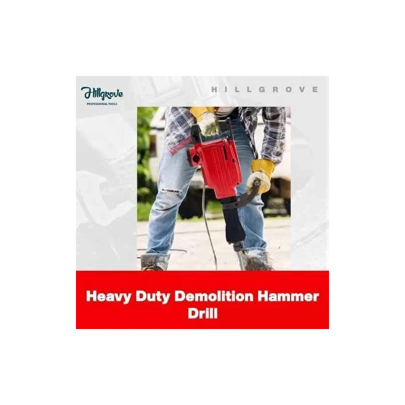 Hillgrove HGCM1068M3 1800W 25mm Copper Winding Heavy Duty Demolition Hammer Drill with 2 Bits image-1