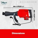 Hillgrove HGCM1068M3 1800W 25mm Copper Winding Heavy Duty Demolition Hammer Drill with 2 Bits image-4