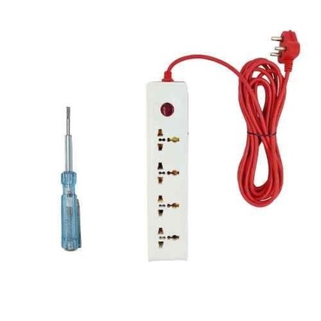 Hillgrove HGCM304M1 10A 4 Socket 1 Switch White Power Extension Board with Analog Line Tester image-4
