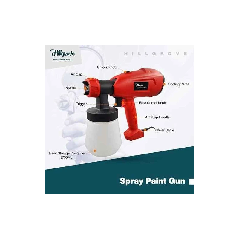Hillgrove HGCM092 550W Plastic Heavy Duty DIY Paint Sprayer Gun Machine Set image-1