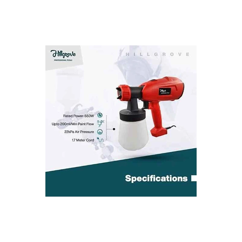 Hillgrove HGCM092 550W Plastic Heavy Duty DIY Paint Sprayer Gun Machine Set image-4