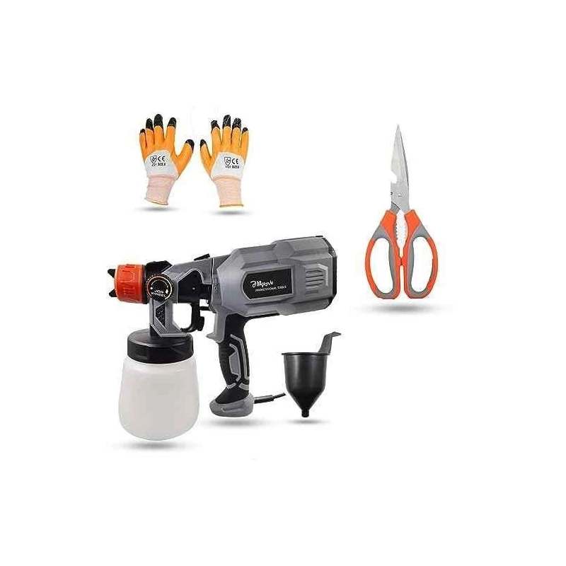 Hillgrove HGCM1294 550W 0.8 Litre DIY HVLP Paint Sprayer Gun with Gloves & Scissor image-3
