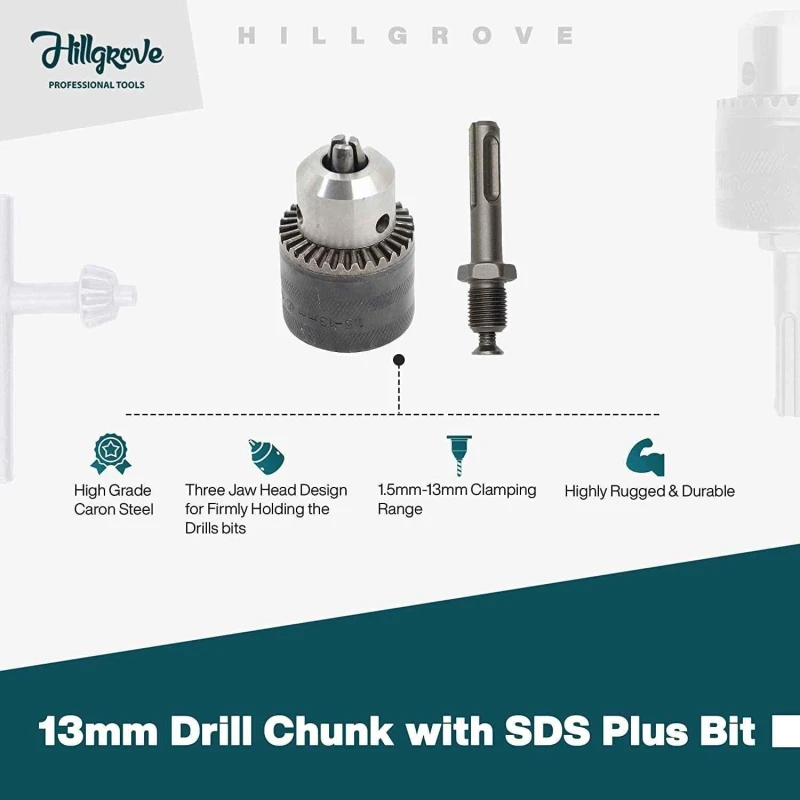 Hillgrove HGCM371M1 Tool Combo with Hammer Drill Angle Grinder Adapter Drill Chuck & Bits image-4