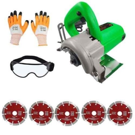 Hillgrove HGCM424M1 1050W Cutting Machine Saw with 5 Tile Cutting Wheels Safety Goggles & Gloves image-1