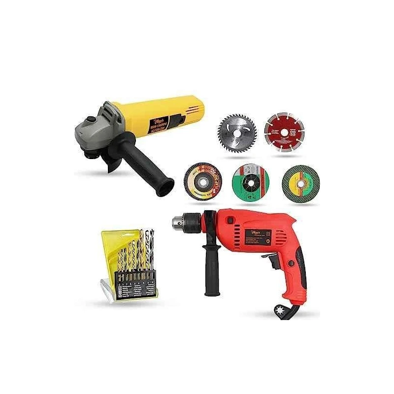Hillgrove HGCM1156 Combo Kits with 850W Angle Grinder 700W Drill Machine 5 Wheels & 9 Drill Bits image-3