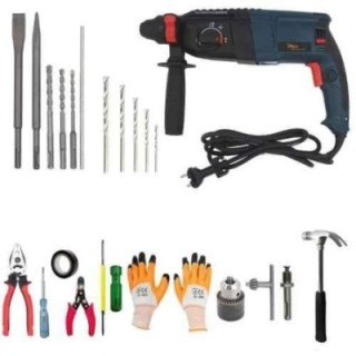 Hillgrove HGCM366M1 Hammer Drill Machine with Tool Kits Adapter Chuck Gloves & Bits image-1