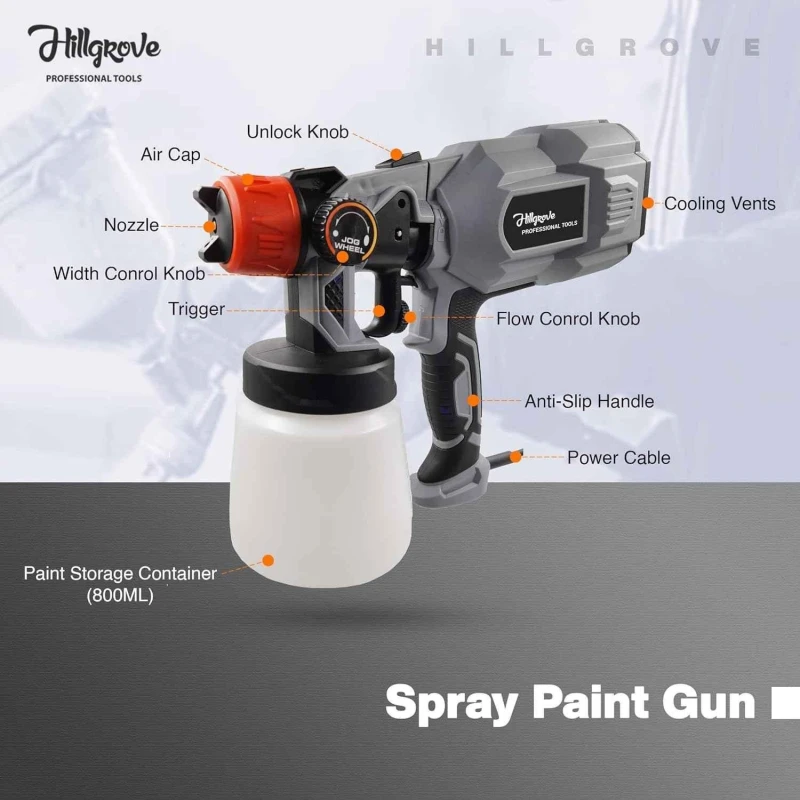 Hillgrove HGPS2M2 550W Heavy Duty DIY Paint Sprayer Gun with Copper Nozzle image-5
