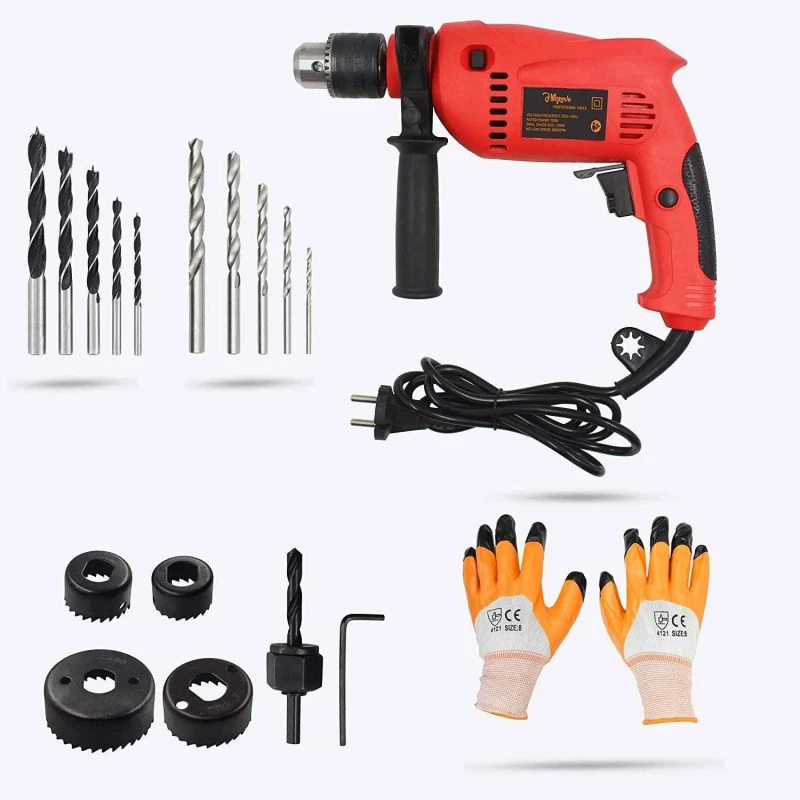 Hillgrove HGCM392M1 700W Power Drill Machine with 10 HSS Wood & Hole Saw Bits Combo image-4