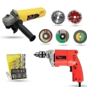 Hillgrove HGCM1141 850W Angle Grinder & 500W 10mm Drill Machine Combo with 5 Wheels & 9 Drill Bits image-1