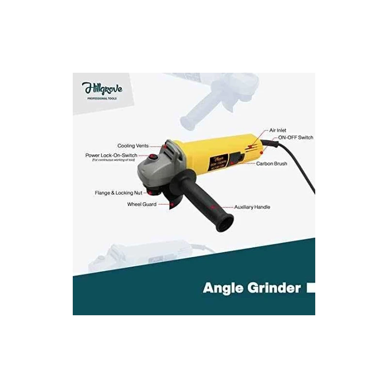 Hillgrove HGCM1141 850W Angle Grinder & 500W 10mm Drill Machine Combo with 5 Wheels & 9 Drill Bits image-4