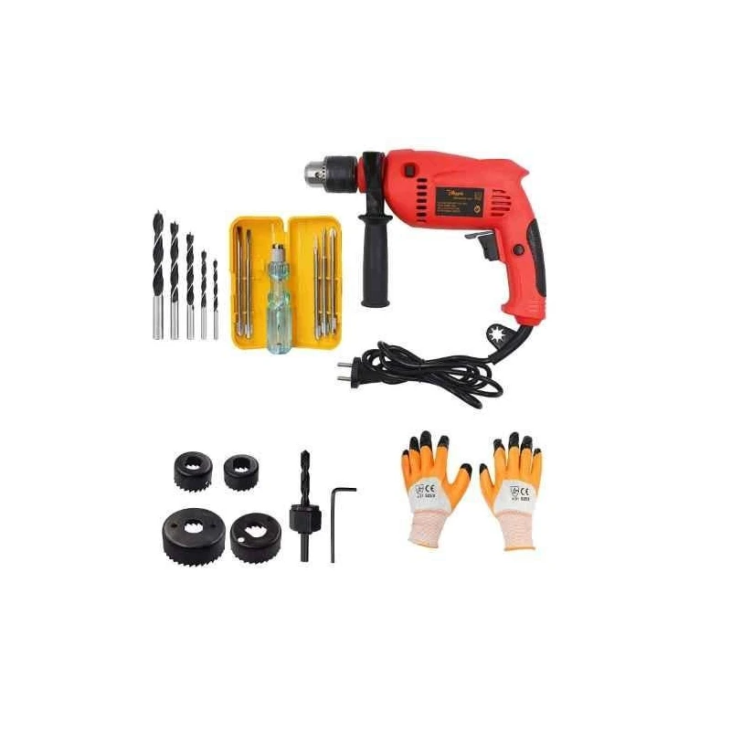 Hillgrove HGCM393M1 700W Power Drill Machine with 5-in-1 Screwdriver 5 Wood Bits & 6 Hole Saw Bits image-5