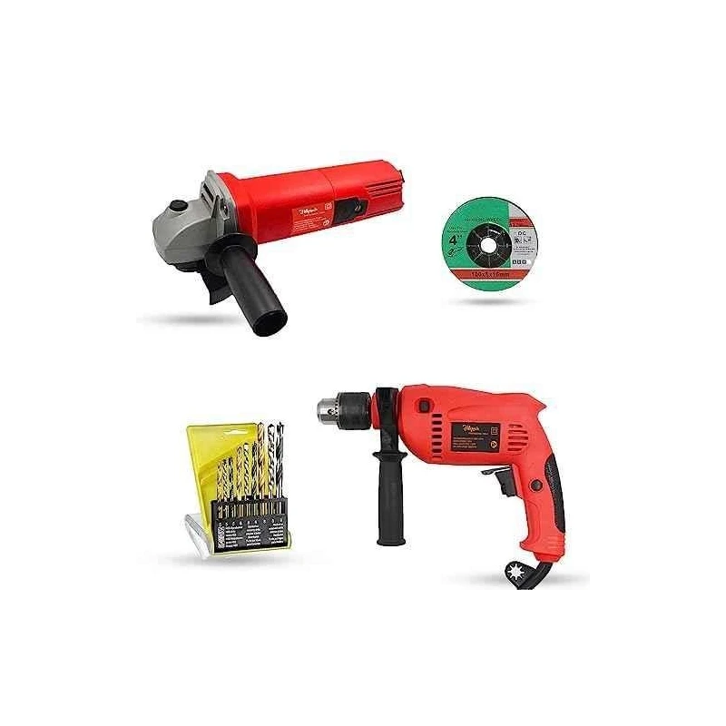 Hillgrove HGCM1155 850W Angle Grinder & 700W 13mm Drill Machine Combo with Grinding Wheel & 9 Drill Bits image-6