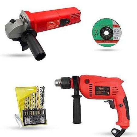 Hillgrove HGCM1155 850W Angle Grinder & 700W 13mm Drill Machine Combo with Grinding Wheel & 9 Drill Bits image-6