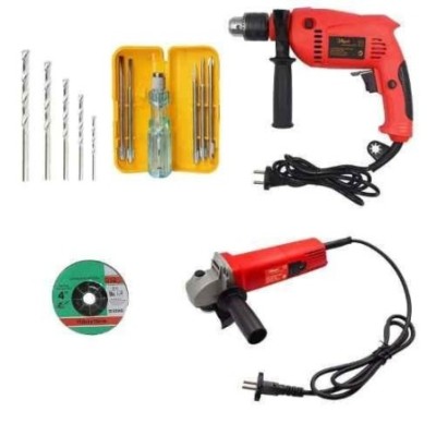 Hillgrove HGCM391M1 850W Angle Grinder & 700W Drill Machine Combo with 5-in-1 Screwdriver & 5 Drill Bits image-3