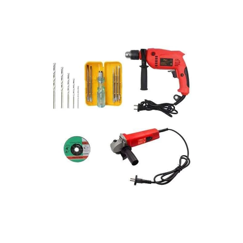 Hillgrove HGCM391M1 850W Angle Grinder & 700W Drill Machine Combo with 5-in-1 Screwdriver & 5 Drill Bits image-3
