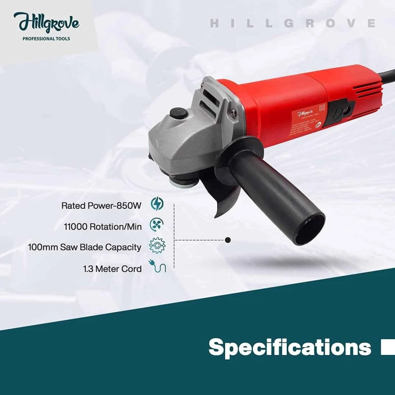 Hillgrove HGCM287M1 850W 11000rpm Angle Grinder with Grinding Wheel & 5-Piece Hand Tool Kits image-2