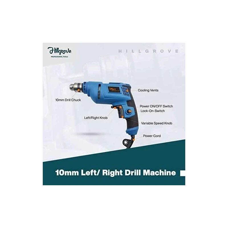 Hillgrove HGCM1172 850W Angle Grinder & 500W 10mm Drill Machine Combo with 5 Wheels & 9 Drill Bits image-2