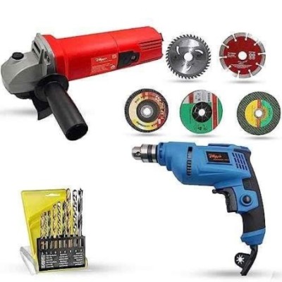 Hillgrove HGCM1172 850W Angle Grinder & 500W 10mm Drill Machine Combo with 5 Wheels & 9 Drill Bits image-3