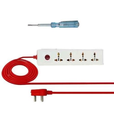 Hillgrove HGCM304M2 10A 4 Socket 1 Switch Power Extension Board with Analog Line Tester image-3