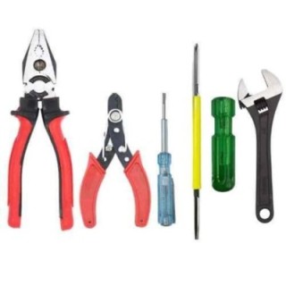 Hillgrove HGCM377M1 Tool Combo with 8-Inch Lineman Plier Adjustable Wrench Wire Cutter Line Tester Tape & Screwdriver image-5