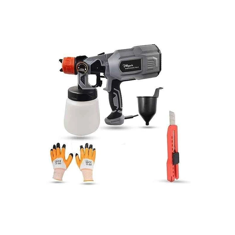 Hillgrove HGCM1306 550W DIY HVLP Paint Sprayer Gun with Gloves & Utility Knife image-6