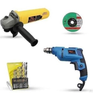 Hillgrove HGCM1169 850W Angle Grinder & 500W 10mm Drill Machine Combo with Grinding Wheel & 9 Drill Bits image-4