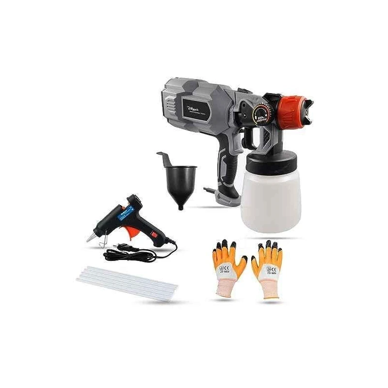 Hillgrove HGCM1270 550W DIY HVLP Paint Sprayer Gun with 20W Glue Gun Gloves & 5 Glue Sticks image-3