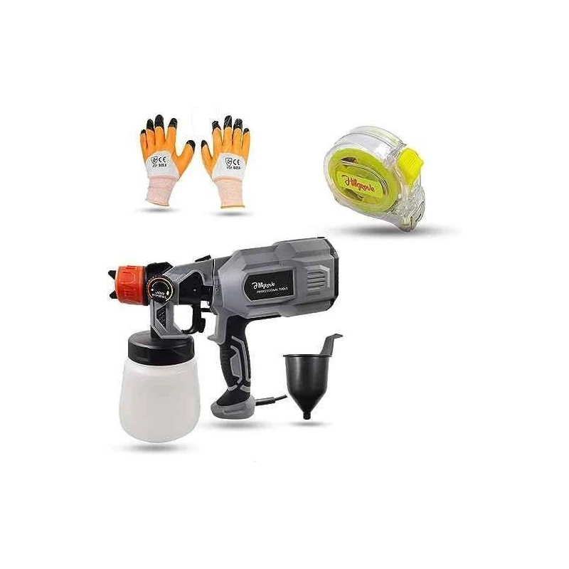 Hillgrove HGCM1295 550W DIY HVLP Paint Sprayer Gun with Gloves & Measuring Tape image-6