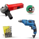 Hillgrove HGCM1170 850W Angle Grinder & 500W 10mm Drill Machine Combo with Grinding Wheel & 9 Drill Bits image-5