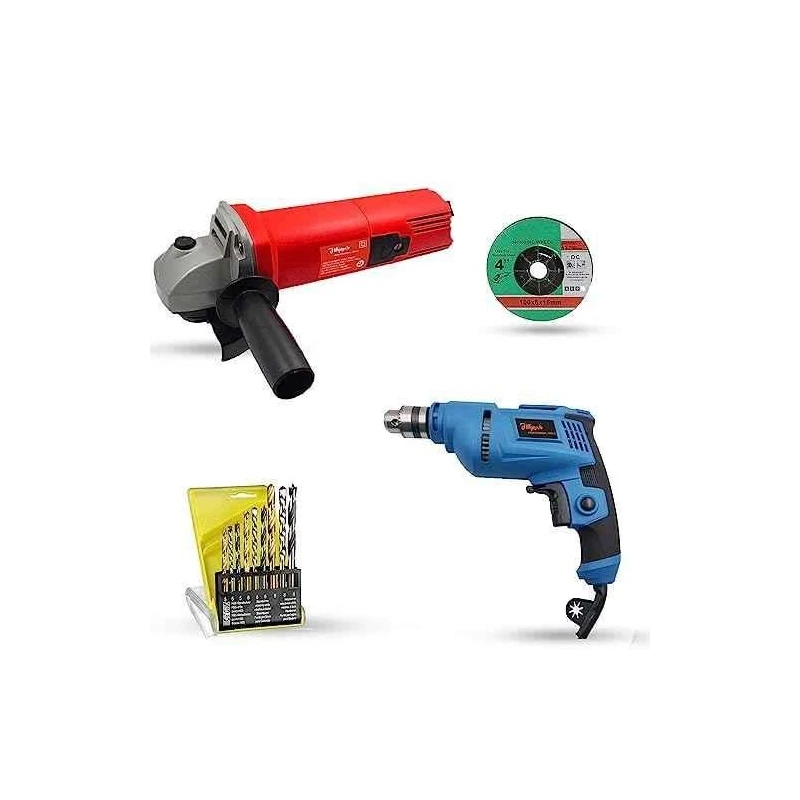 Hillgrove HGCM1170 850W Angle Grinder & 500W 10mm Drill Machine Combo with Grinding Wheel & 9 Drill Bits image-5