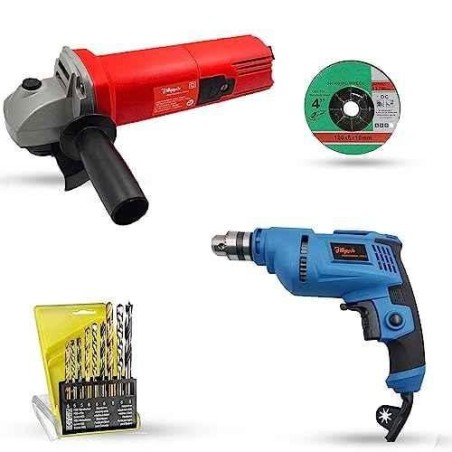 Hillgrove HGCM1170 850W Angle Grinder & 500W 10mm Drill Machine Combo with Grinding Wheel & 9 Drill Bits image-5