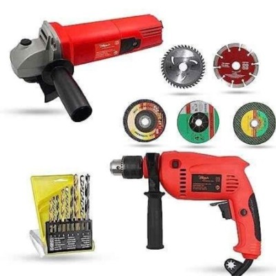 Hillgrove HGCM1157 850W Angle Grinder & 700W 13mm Drill Machine Combo with 5 Wheels & 9 Drill Bits image-4