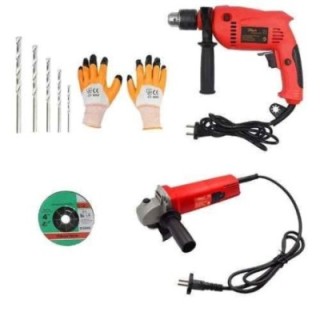 Hillgrove HGCM390M1 850W Angle Grinder & 700W Drill Machine Combo with 5 Drill Bits image-3