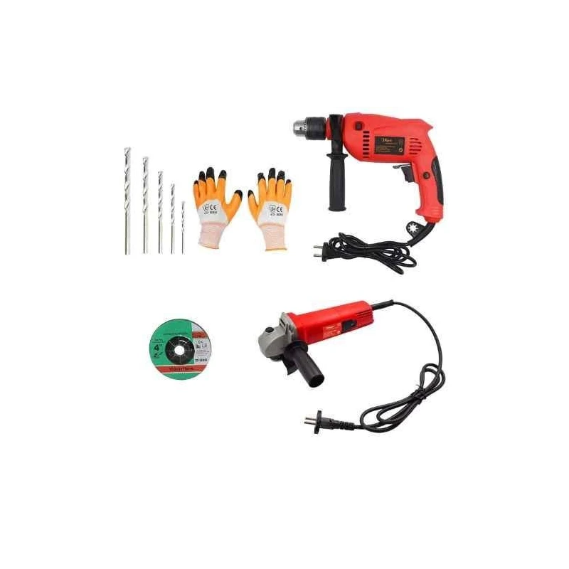 Hillgrove HGCM390M1 850W Angle Grinder & 700W Drill Machine Combo with 5 Drill Bits image-3