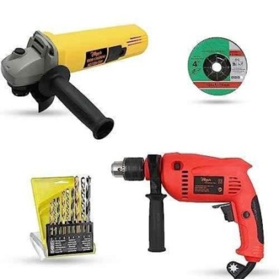 Hillgrove HGCM1154 850W Angle Grinder & 700W 13mm Drill Machine Combo with Grinding Wheel & 9 Drill Bits image-6