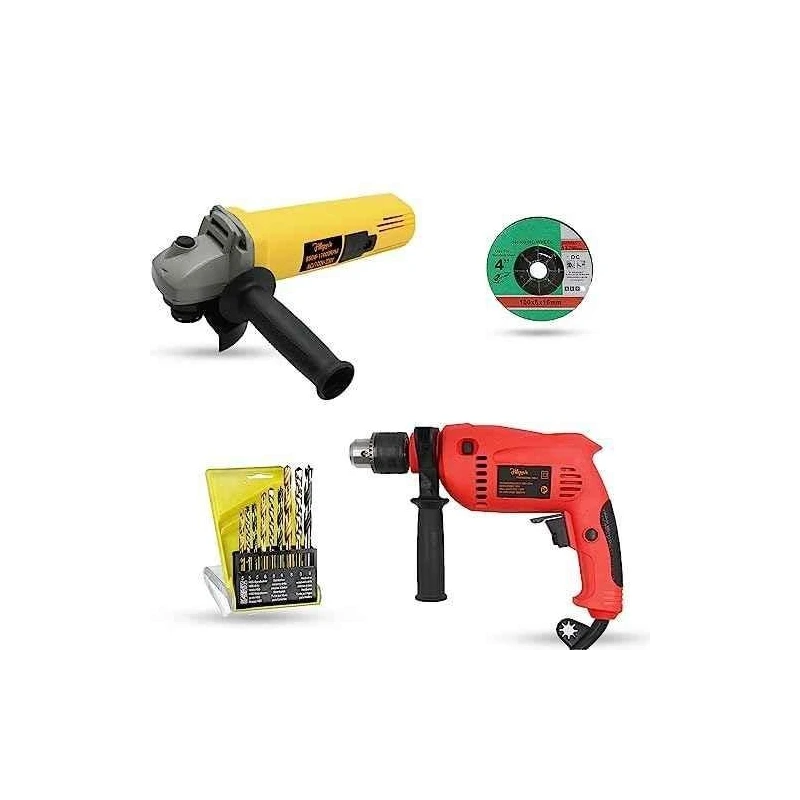 Hillgrove HGCM1154 850W Angle Grinder & 700W 13mm Drill Machine Combo with Grinding Wheel & 9 Drill Bits image-6