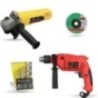 Hillgrove HGCM1154 850W Angle Grinder & 700W 13mm Drill Machine Combo with Grinding Wheel & 9 Drill Bits