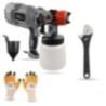 Hillgrove HGCM1287 550W DIY HVLP Paint Sprayer Gun with Gloves & 8-Inch Adjustable Wrench