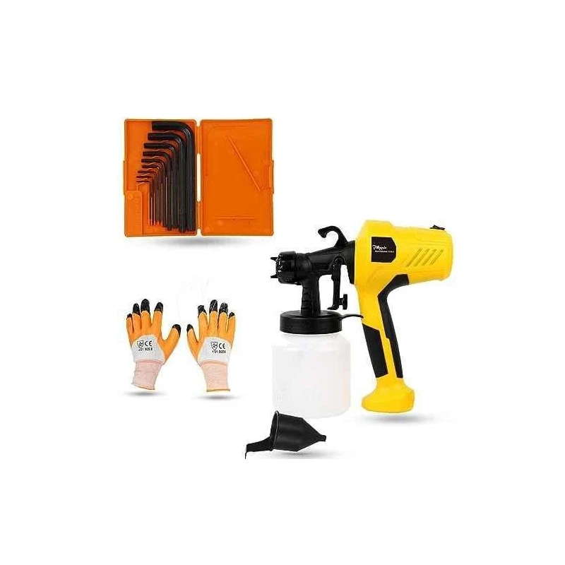 Hillgrove HGCM1311 400W DIY HVLP Paint Sprayer Gun with Gloves & 9-Piece Hex Allen Key Set image-3