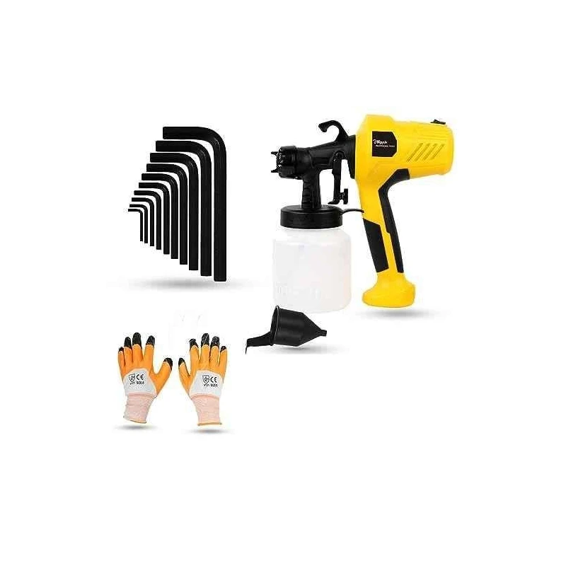 Hillgrove HGCM1313 400W DIY HVLP Paint Sprayer Gun with Gloves & 10-Piece Hex Allen Key Set image-6