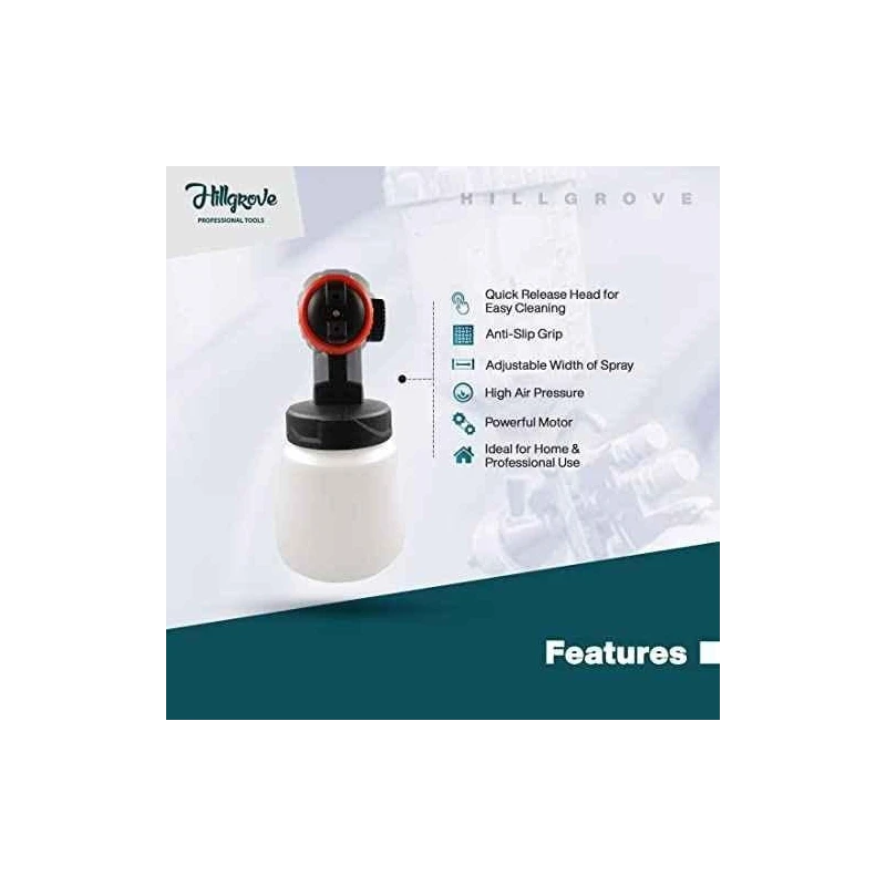 Hillgrove HGCM1304 550W DIY HVLP Paint Sprayer Gun with Gloves & Line Tester image-1