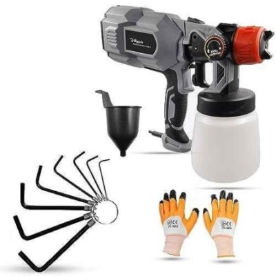 Hillgrove HGCM1272 550W DIY HVLP Paint Sprayer Gun with Gloves & 8-Piece Ring Hex Allen Key Set image-1