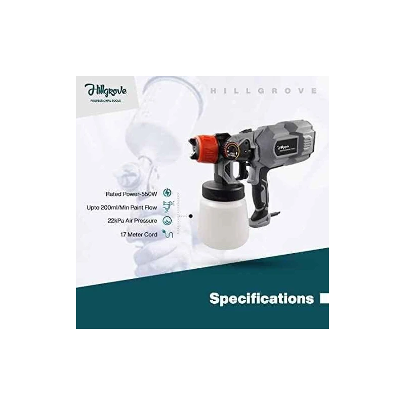 Hillgrove HGCM1282 550W DIY HVLP Paint Sprayer Gun with Gloves & 25-in-1 Screwdriver image-5