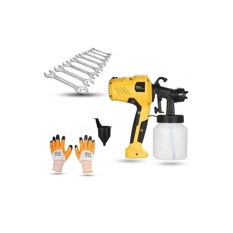 Hillgrove HGCM1348 400W DIY HVLP Paint Sprayer Gun with Gloves & 8-Piece Double Open End Wrench Set image-4